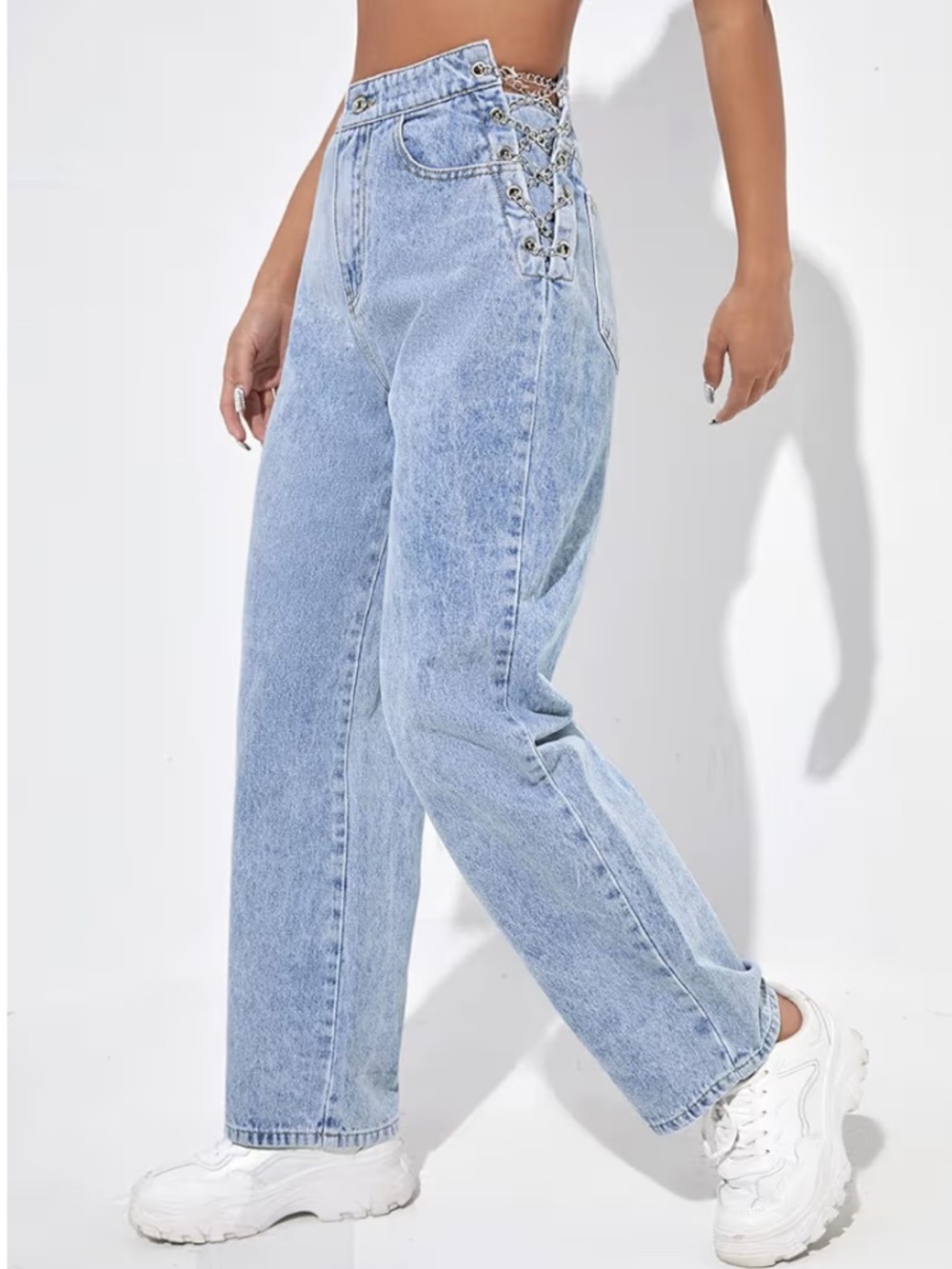 Shein EZ Wear Chain Lace Up Jeans Small / 4